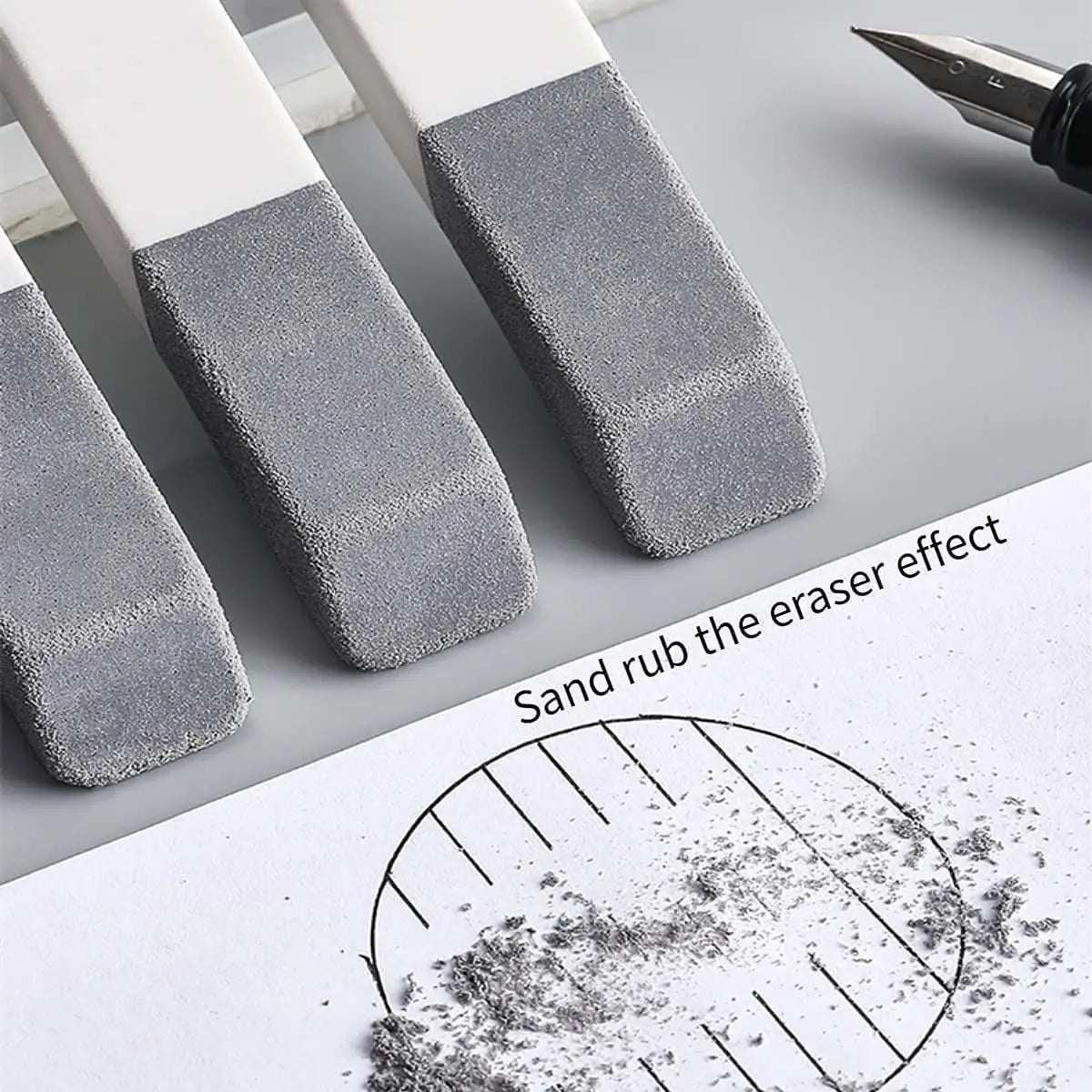 4Pcs Frosted Eraser School Office Traceless Matte Erasers Ballpoint Pen Ink Pen Pencil Writing Correction Sand Eraser Stationary