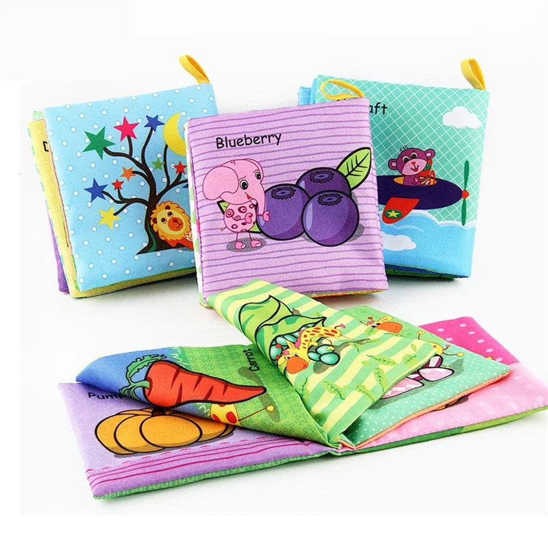 0-12 Months Baby Cloth Book Fruits Animals Cognize Puzzle Book Infant Kids Early Learning Educational Fabric Books Toys