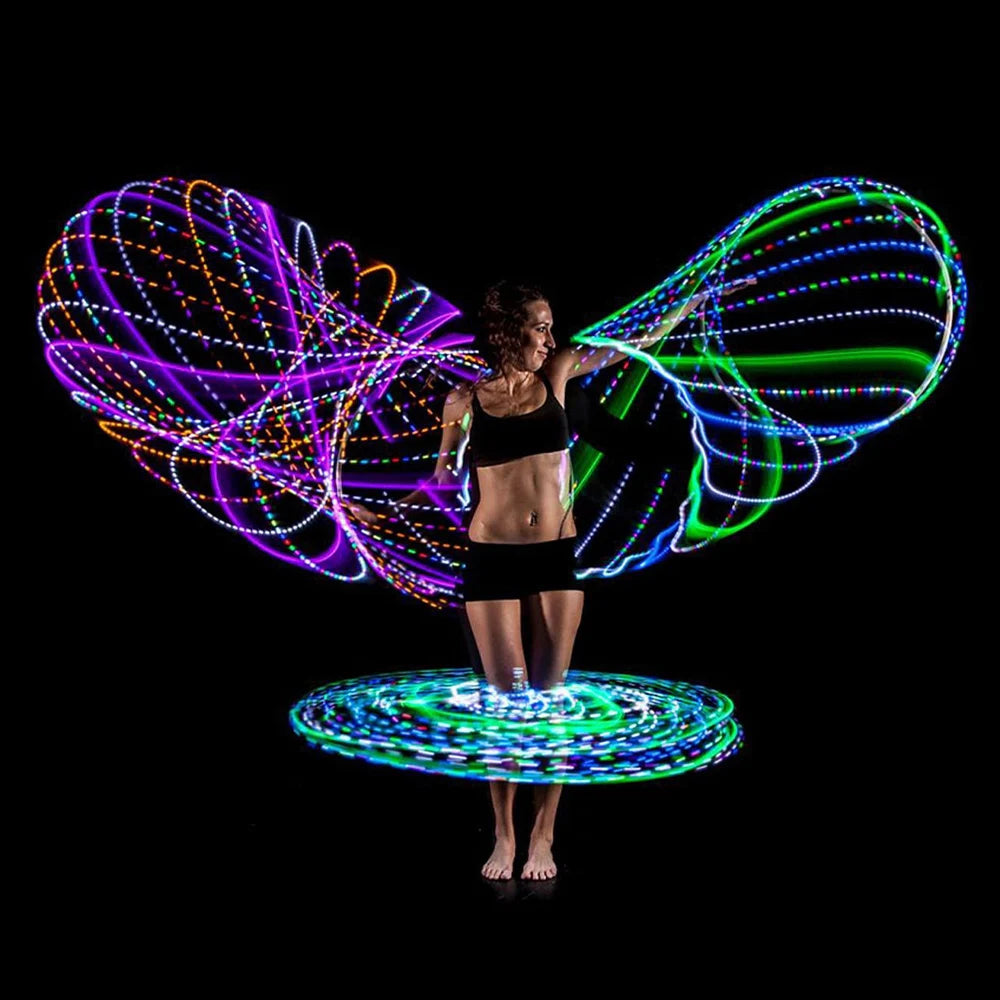 LED Colorful Fitness Circle Performing Arts Abdominal Fat Loss Light Fitness Crossfit Foldable Sport Hoop Gym Fitness Equipments