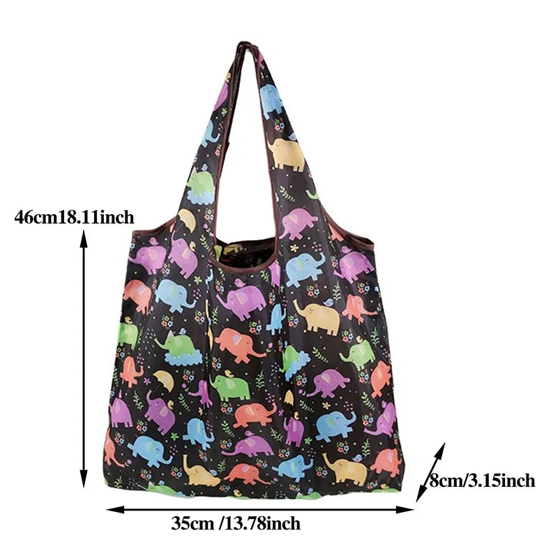 Foldable Floral Printed Casual Tote Female Handbags Single Shoulder Shopping Bags Daily Use Environment Protection Beach Bag