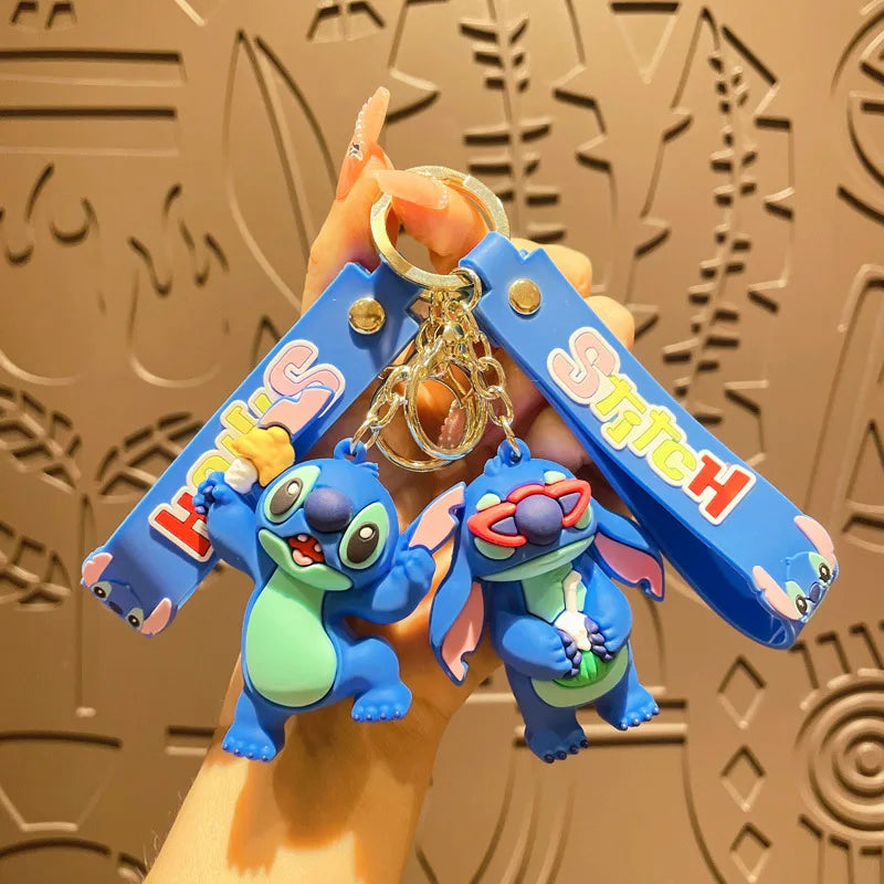 New Anime Disney Keychain Cartoon Mickey Mouse Minnie Lilo & Stitch Cute Doll Keyring Ornament Key Chain Pendant Kids Toys Gifts