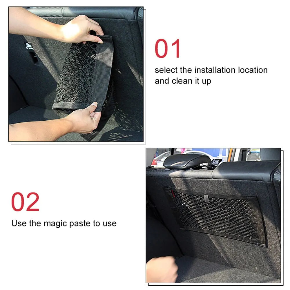 Car Back Rear Mesh Trunk Seat Elastic String Net Storage Bag