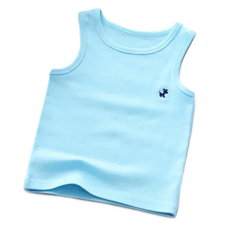 Girls Boys Tank Tops Kids Candy Color Sleeveless Vest 2024 Summer Teenagers Top Tees 2 To 12Yrs Children's Undershirts Clothes