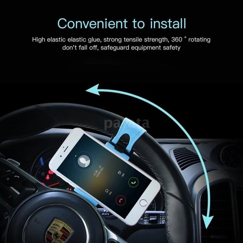 Car Phone Holder Mounted On Steering Wheel Cradle Smart Mobile Phone Clip Mount Holder Car Accessories Interior