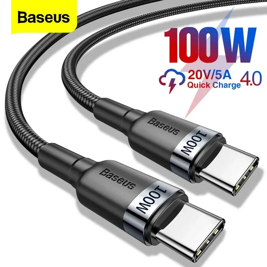 Baseus 100W USB C To USB Type C Cable USBC PD Fast Charging Cord USB-C TypeC Cable 2M For iPhone 15 Pro Max Macbook Samsung POCO