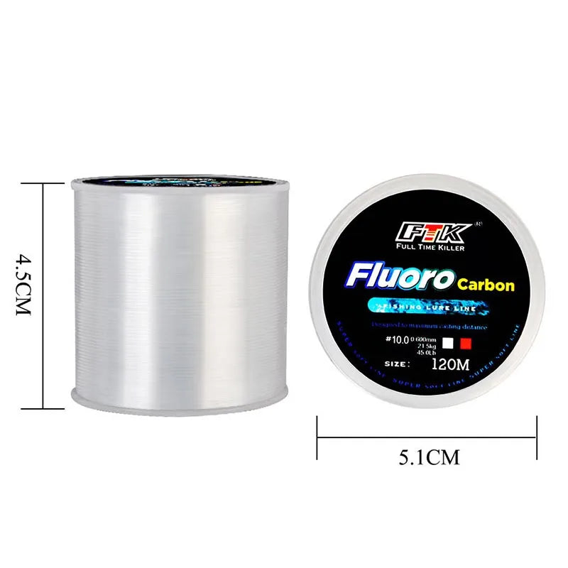 FTK Fishing Line 120m Invisible Speckle Carp Fluorocarbon Nylon Line  0.2-0.6MM 7.15LB-45LB Super Strong Spotted Line Sinking