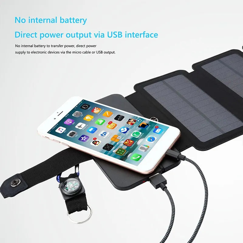 Outdoor Multifunctional Portable Solar Charging Panel Foldable 5V 1A USB Output Device Camping Tool