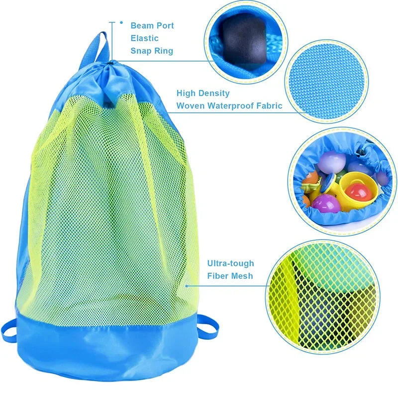 New Beach Bag Foldable Mesh Swimming Bag Toys Basket High Capacity Storage Bag for Kids Outdoor Children Swimming Dry Sack