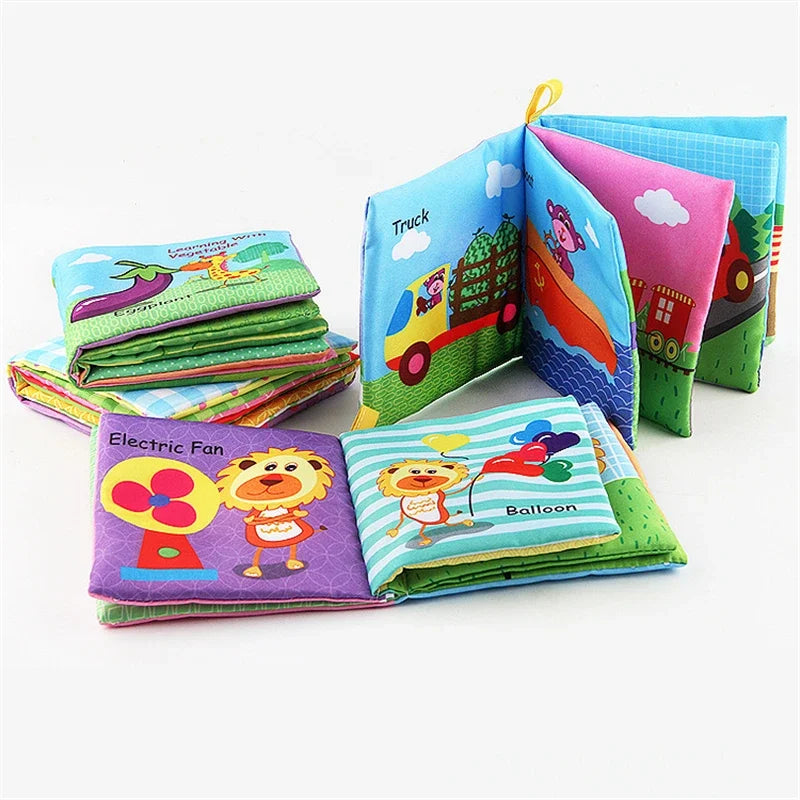 0-12 Months Baby Cloth Book Fruits Animals Cognize Puzzle Book Infant Kids Early Learning Educational Fabric Books Toys