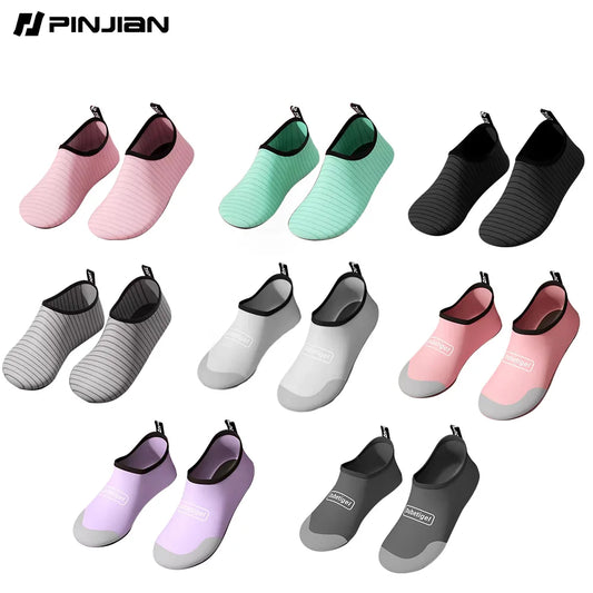 PINJIAN Men Women Water Sport Beach Swimming Socks Thin Multi Prints Anti Slip Fitness Yoga Dance Surf Diving Underwater Shoes