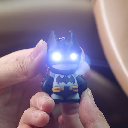 6cm The Dark Knight Rises Figures Batman Eyes Glow Keychain Action Figure Anime Collectible Model  Birthday Gift Toys Game Kids