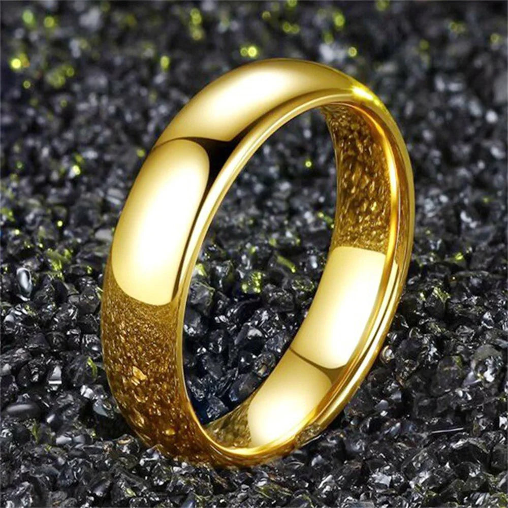 Gold Plated Ring Gold Colour Fashion Women's Simple Couple's Wedding Ring Engagement Jewellery Gift