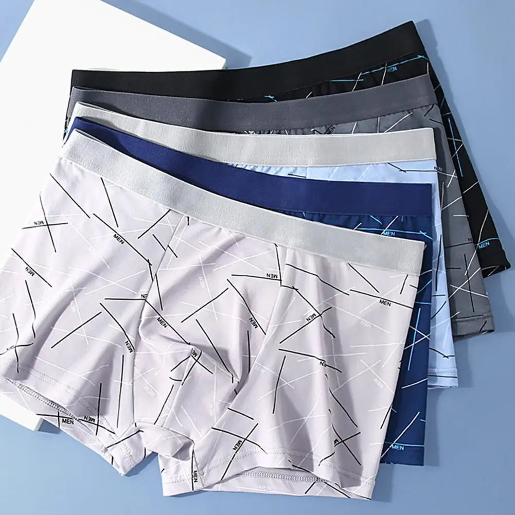 Men Underwear Comfortable Boxers Soft Breathable Men's Underpants with U Design Moisture-wicking Technology Elastic for Quick