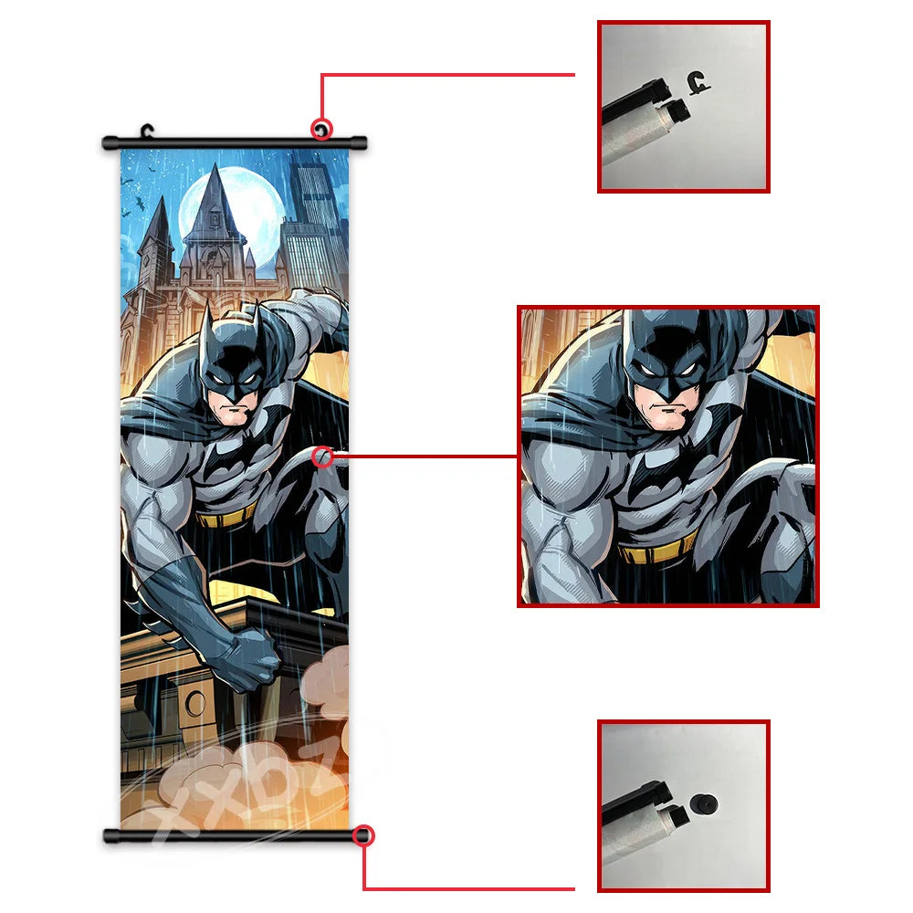 DC Comics Posters Batman Hanging Painting Justice League Canvas Wall Art Batgirl Home Decoration Anime Joker Scroll Picture Gift