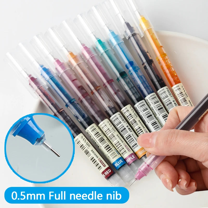 30 Color Fastdry Gel Pen Set 0.5mm Black Blue School Office Straight Liquid Rollerball Pen Rolling Ball Pens Kawaii Stationary