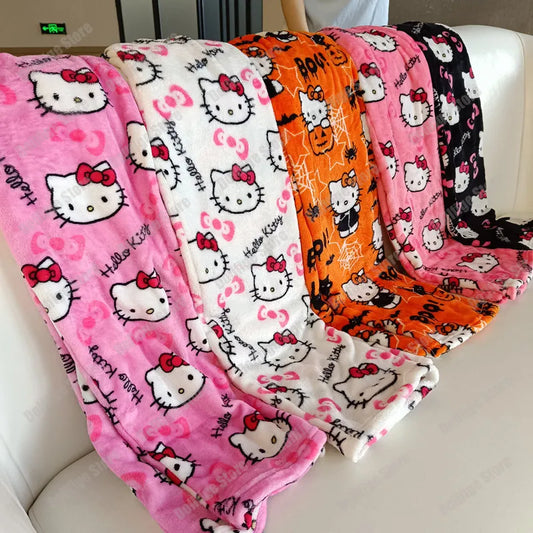 2023 Sanrio Hello Kitty Pajamas Halloween Flannel Fashion Woollen Anime Cartoon Casual Home Pants