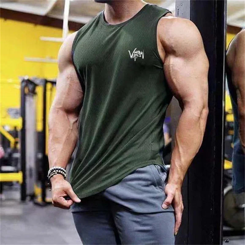 2024 New Bodybuilding Tank Tops Men Gym Fitness Workout quick-drying Sleeveless shirt Male Casual Vest Sports Undershirt