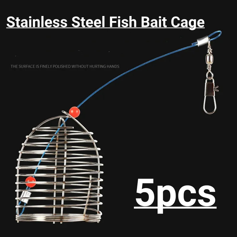 Bait Cage Fish Small Stainless Steel Bait Cage Basket Feeder HolderFishing Lure Cage Fishing Accessories Carp Fishing Bait Tools