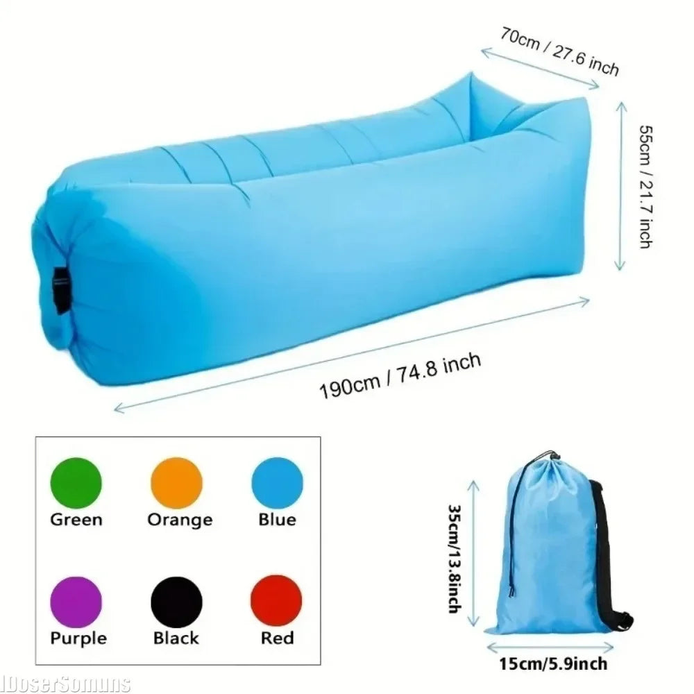 Inflatable Sofa Portable Beach Sofa Lazy Bed Chair Foldable Lounge Couch Sleeping Bed Camping Air Mattress Garden Furniture