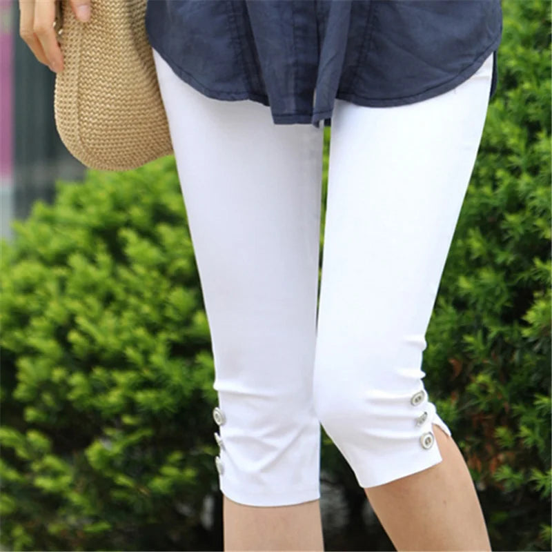 Ladies High Waist Elastic New Pants High Elasticity Breeches Summer Candy Color Capris Pants Womens Thin Summer Pants