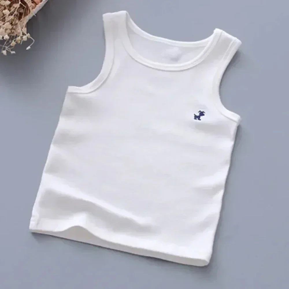 Girls Boys Tank Tops Kids Candy Color Sleeveless Vest 2024 Summer Teenagers Top Tees 2 To 12Yrs Children's Undershirts Clothes