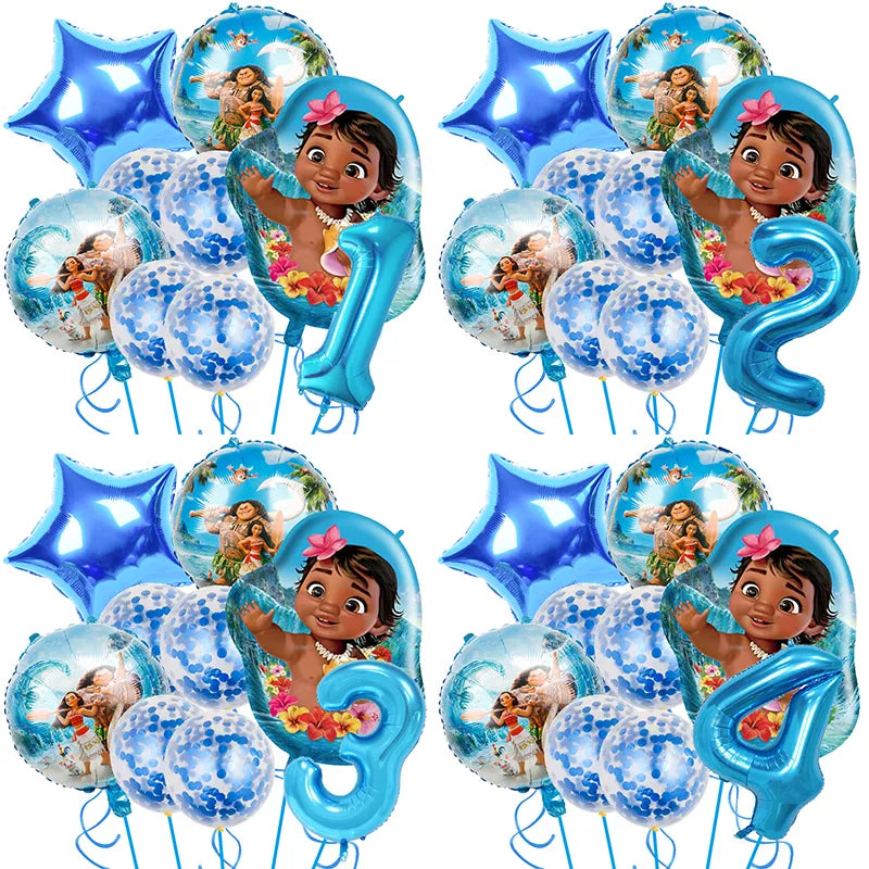 Disney Moana Foil Balloons Girls Birthday Party Decorations 32inch Blue Number Baby Shower Kids Toys Globos Princess Girl Gift