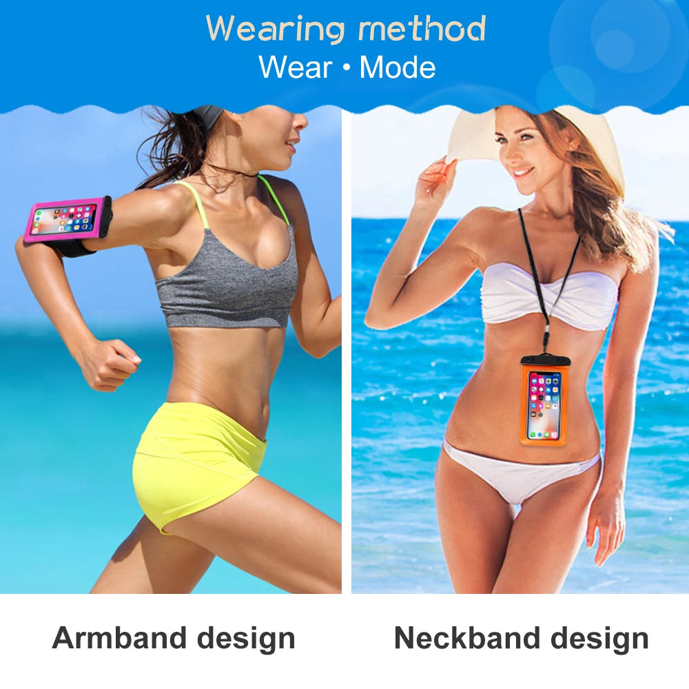 Summer Swimming Waterproof Pouch Underwater Arm Band Phone Case Bag On Hand Universal Diving Beach Dry Bags Skiing Holder 6.9 in