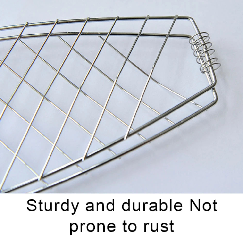 Fish Grilling Basket Flexible Non stick Fish Barbecue Net Clip with Folding Handle Outdoor Camping BBQ Tool Portable Burger Mesh