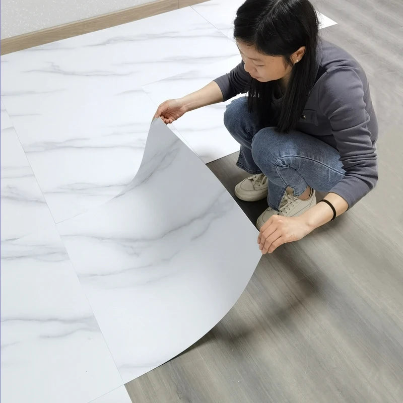 Simulated Marble Tile Floor Sticker PVC Waterproof Self-adhesive for Living room Toilet Kitchen Home Floor Decor 3d Wall sticker