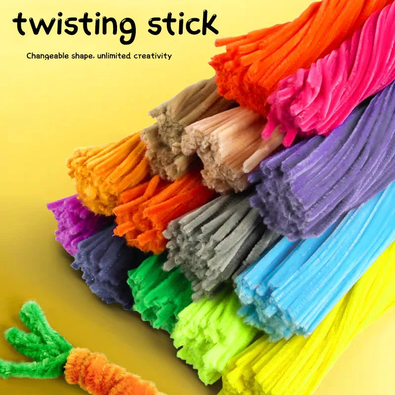 Pipe Cleaner Chenille Stems Plush Wire Twisting Bar Wire Pipe Cleaner Kids Toys Creative Hobby Material Stem Plush Stick