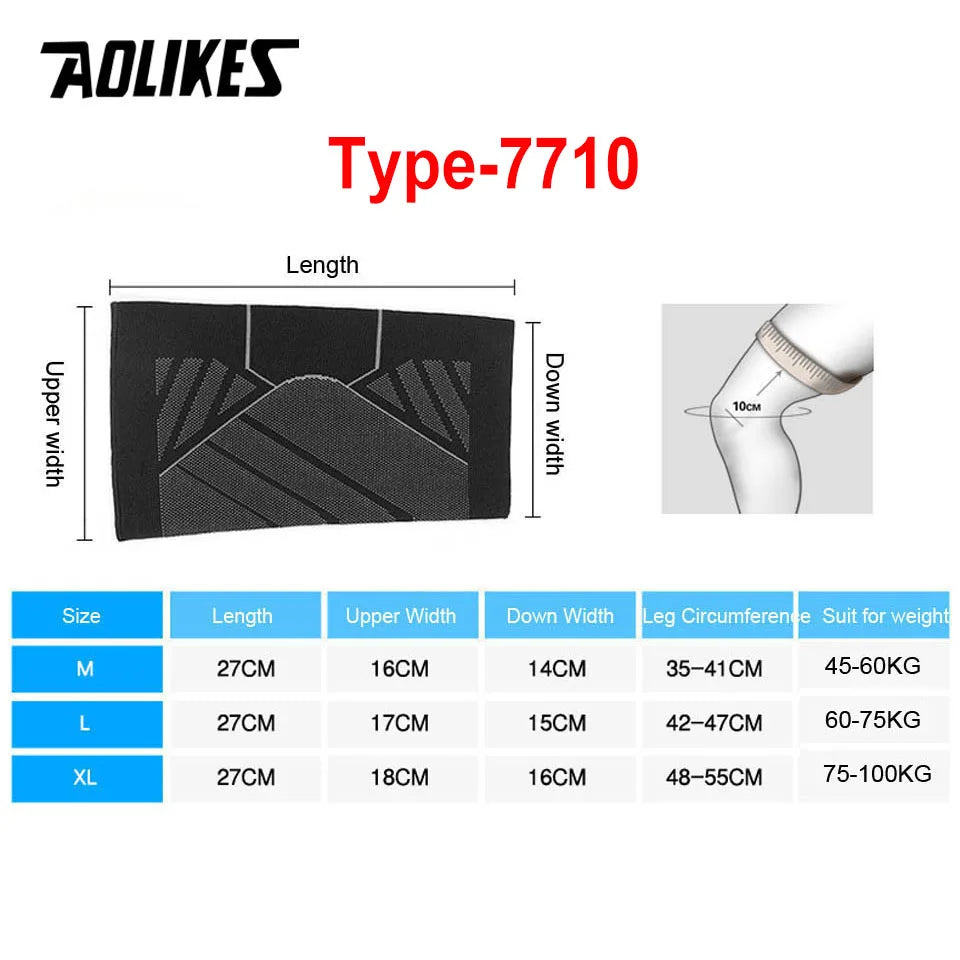 AOLIKES 1PCS Sports Compression Knee Brace Elastic Support Pads Knee Pads Fitness Equipment Volleyball Basketball Cycling