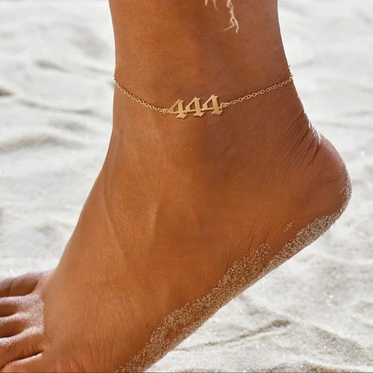 111 222 333 444 555 666 777 888 999 Angel Number Anklets For Women Stainless Steel Leg Bracelet Beach Foot Goth Jewelry BFF 2024