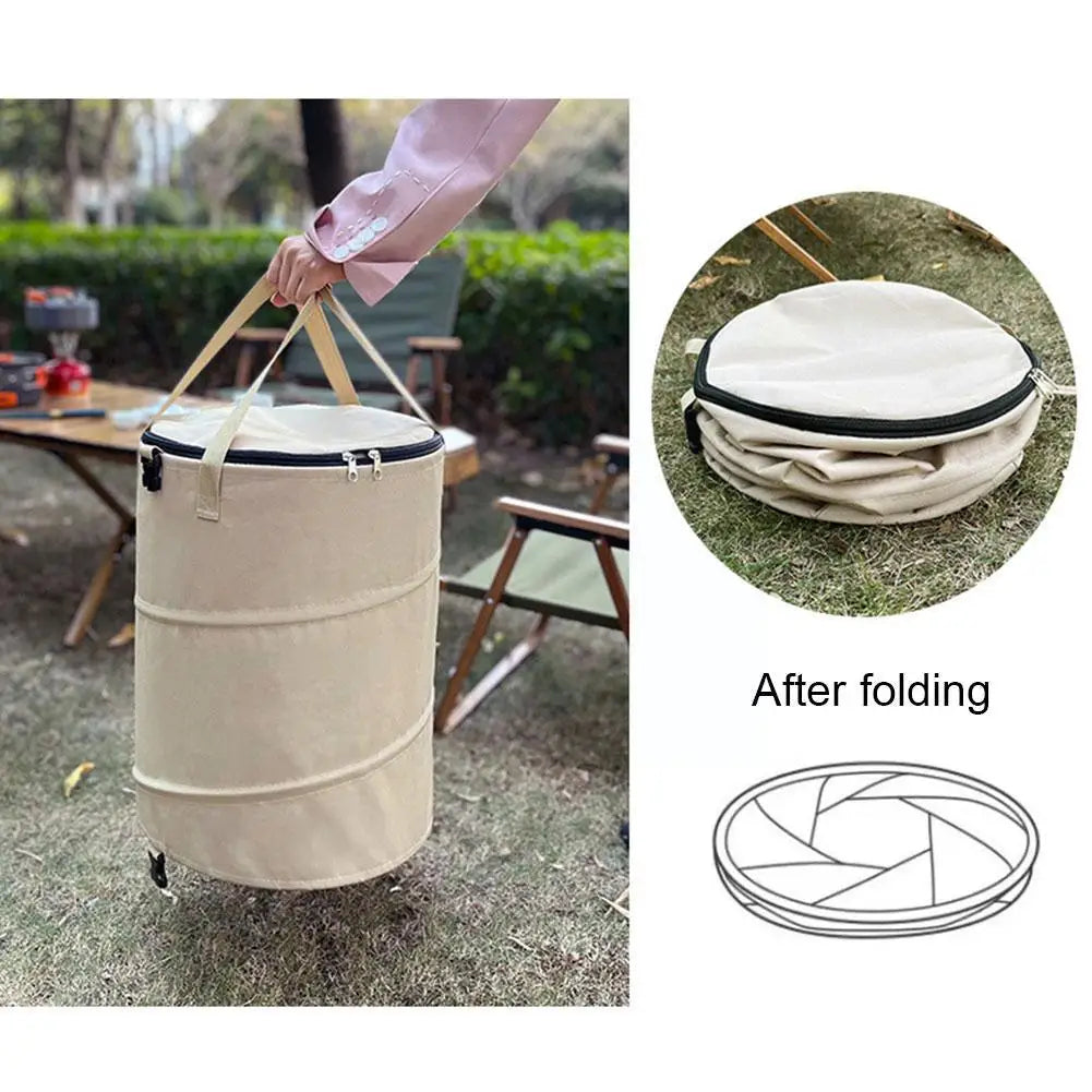 Garden Trash Can Folding Trash Can Garden Storage Fallen Capacity Bags Storage Oxford Large Cloth Leaves Weed Outdoor Trash W2U3