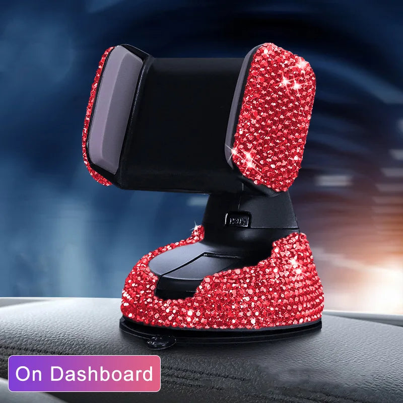 Diamond Bling Car Phone Holder Rhinestone Crystal Mount Universal Fit Mobile Holder Car Interior Accessories for Women