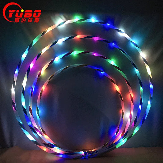 LED Colorful Fitness Circle Performing Arts Abdominal Fat Loss Light Fitness Crossfit Foldable Sport Hoop Gym Fitness Equipments