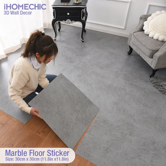 Simulated Marble Tile Floor Sticker PVC Waterproof Self-adhesive for Living room Toilet Kitchen Home Floor Decor 3d Wall sticker