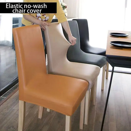 Thickened waterproof and anti-fouling dining chair cover leather all-inclusive home restaurant chair cover technology cloth elas