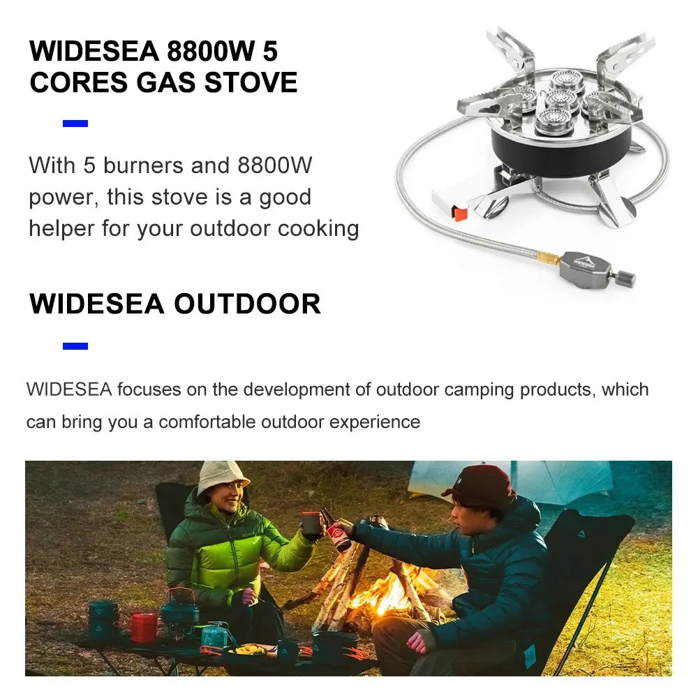 Widesea Camping Tourist Burner 8800W Gas Stove Cookware Portable Furnace