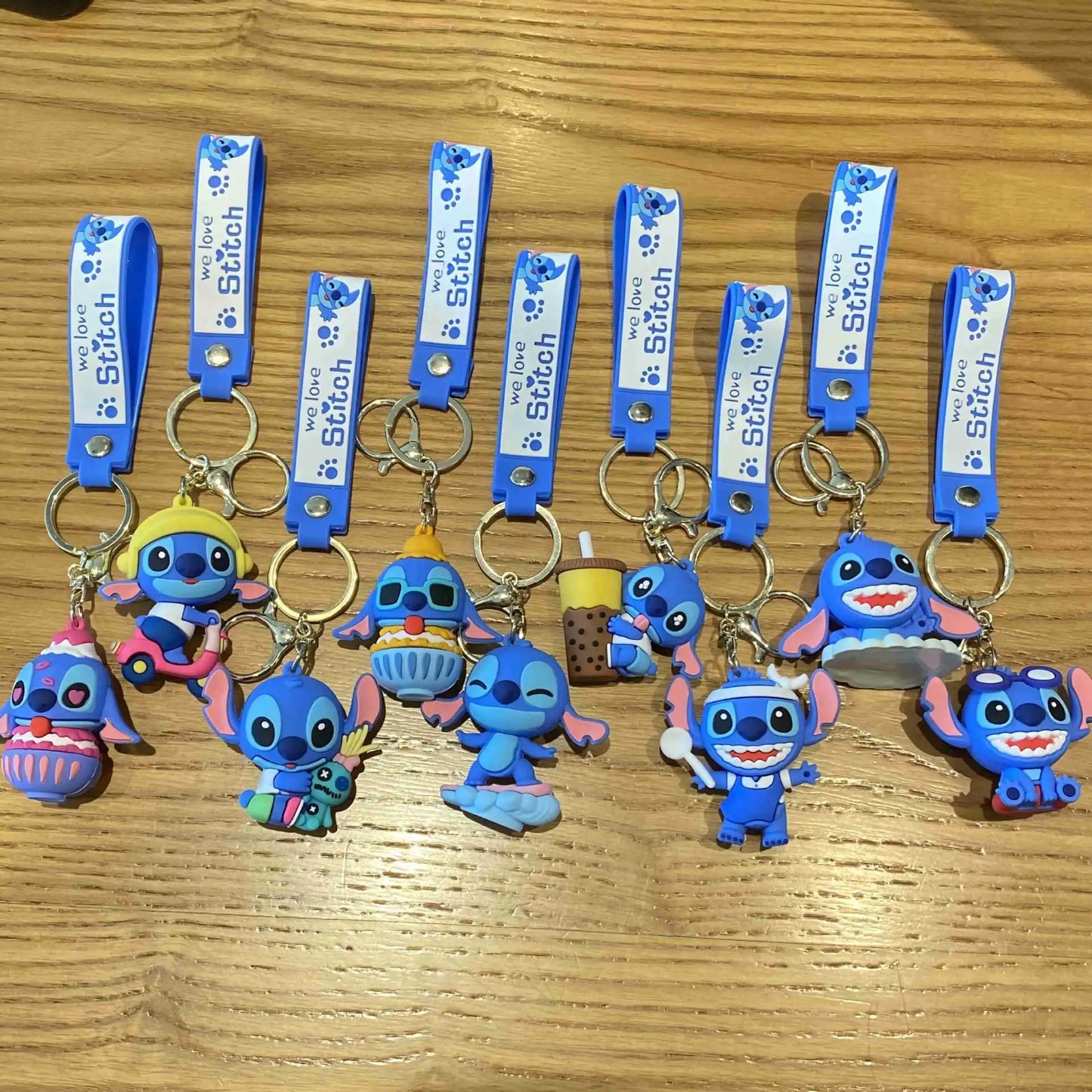 Cartoon Anime Disney Keychain Mickey Mouse Minnie Lilo & Stitch Keyring Key Chain Car Pendant Kids Toys Gifts Wholesale