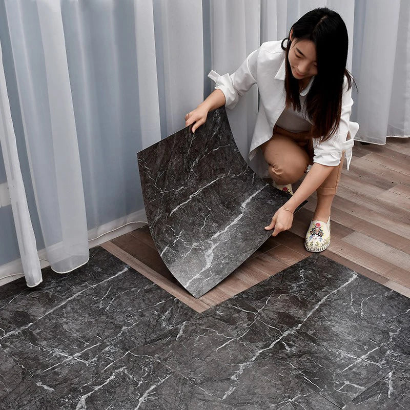 Simulated Marble Tile Floor Sticker PVC Waterproof Self-adhesive for Living room Toilet Kitchen Home Floor Decor 3d Wall sticker