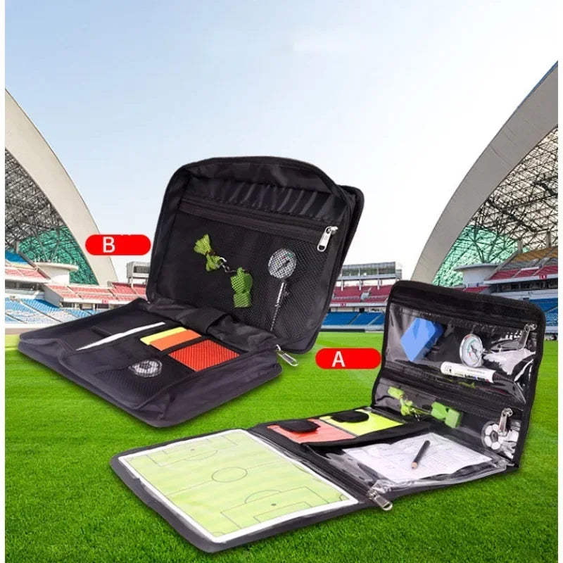 Professional Football Referee Bag With Whistle Red Yellow Cards Pick Edge Coin Barometer Soccer Wallet Set Kit Referee Equipment