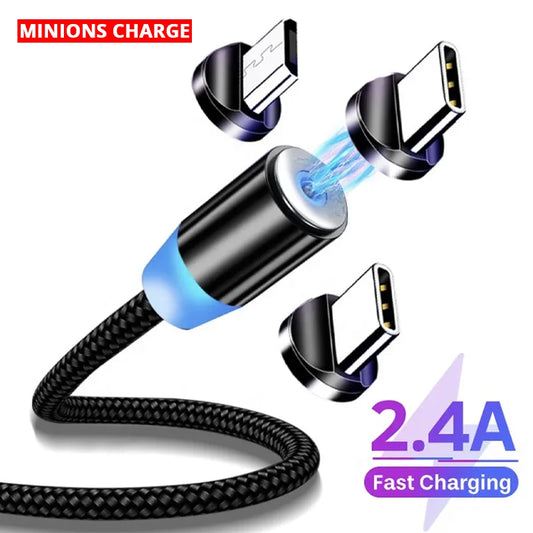 2.4A LED Magnetic USB Cable For Fast Charging Data Charge Micro USB Cable Cord Wire