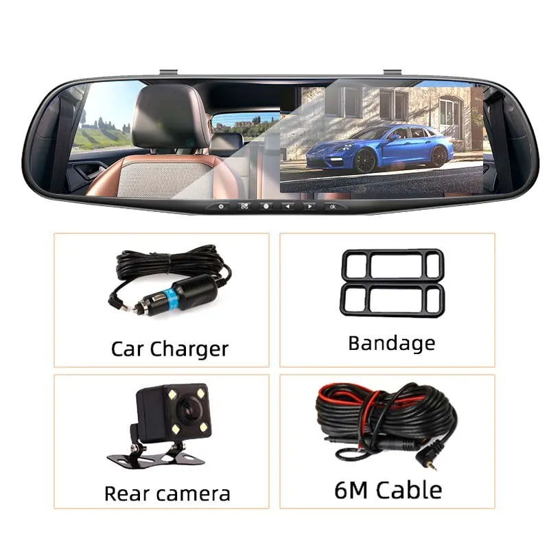 GYIOEUPT 4.2-inch Large Rear View Mirror Tachograph Dual Lens HD 1080P Automotive General Purpose Video Recorder