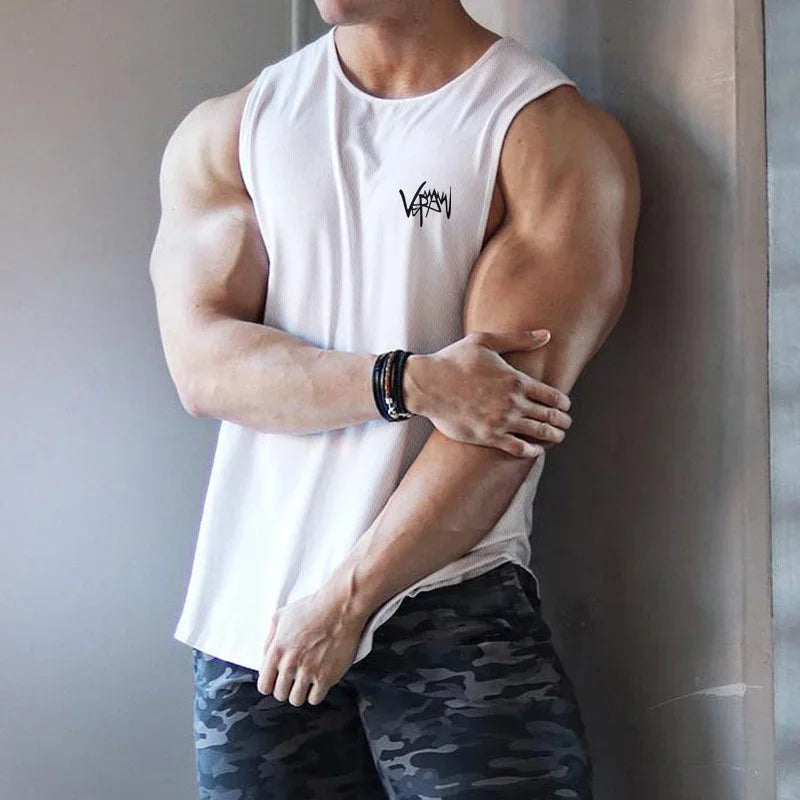 2024 New Bodybuilding Tank Tops Men Gym Fitness Workout quick-drying Sleeveless shirt Male Casual Vest Sports Undershirt