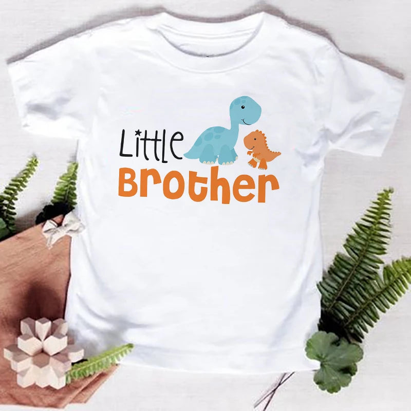 Big Sister Little Brother Kids Dinosaur T-shirt for Boys Girl Matching Outfit Tops Summer T Shirt Children Clothes Short Sleeve