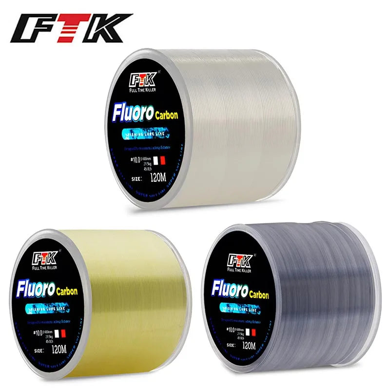 FTK Fishing Line 120m Invisible Speckle Carp Fluorocarbon Nylon Line  0.2-0.6MM 7.15LB-45LB Super Strong Spotted Line Sinking